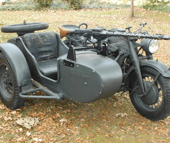 1942 Zundapp KS750 Military Motorcycle with Sidecar Mounted Machine Gun
