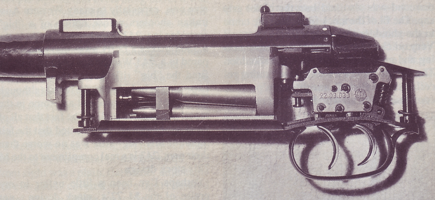 Author's M72 in 6.5x68 Schuler with the action removed from the stock. The support for the cartridges at the shoulder is clearly visible.