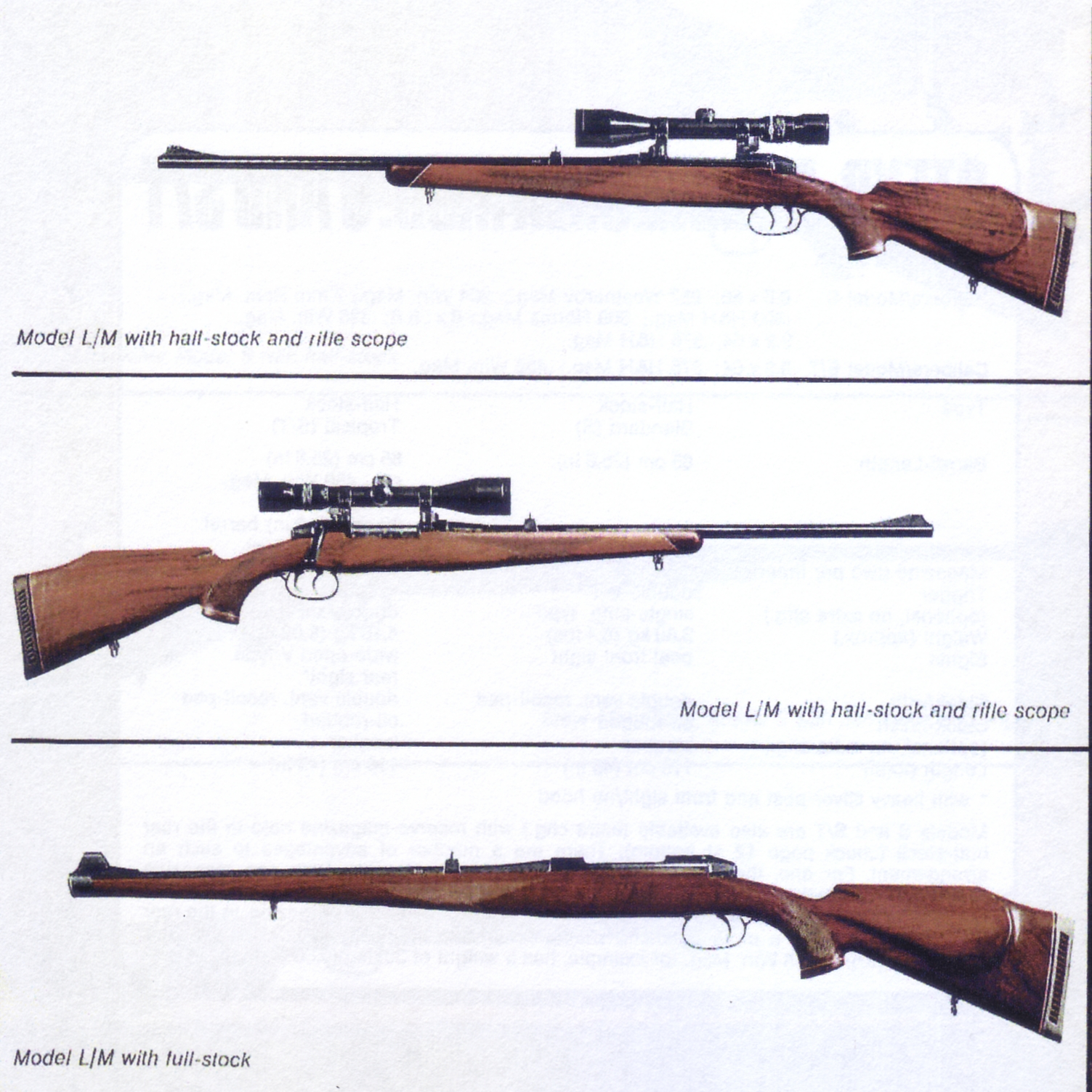 The Mannlicher-Schönauer M72 Model L/M stock style options. 