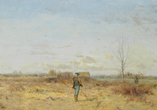 Two hunters in a landscape – Ivan Pavlovich Pokhitonov
