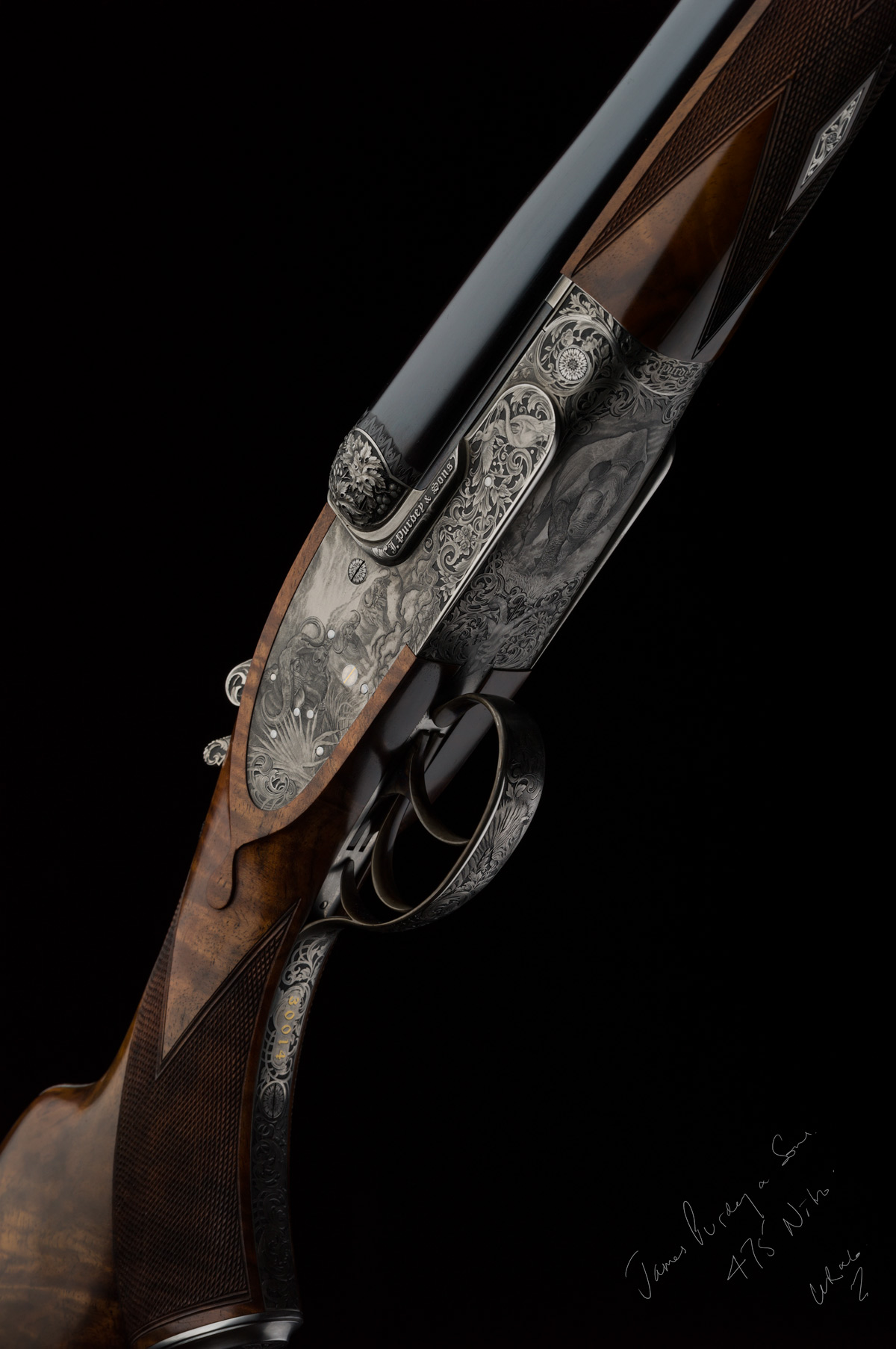 The shape of the Beesley side-lock provides a graceful area for engraving, here seen on a Purdey 475 Nitro Express double rifle. (Picture courtesy of theexplora.com).