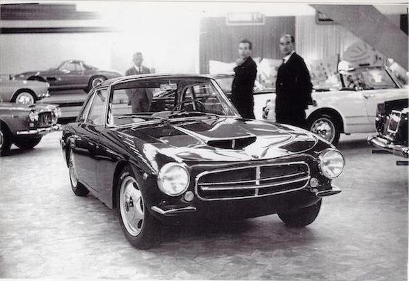 The 1961 O.S.C.A. 1600 GT coupé with its creators.