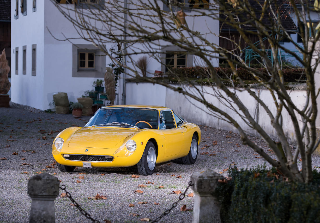 Bearing some similarity to the Ginetta G12 both in appearance and technically the De Tomaso Vallelunga is a pretty example of early Giorgetto Giugiaro styling. (Picture courtesy Bonhams).