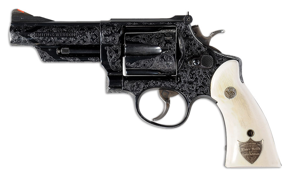 Elmer Keith's pre-Model 29 Smith & Wesson which was presented to him by Carl R. Helstrom. (Picture courtesy gunsandammo.com).