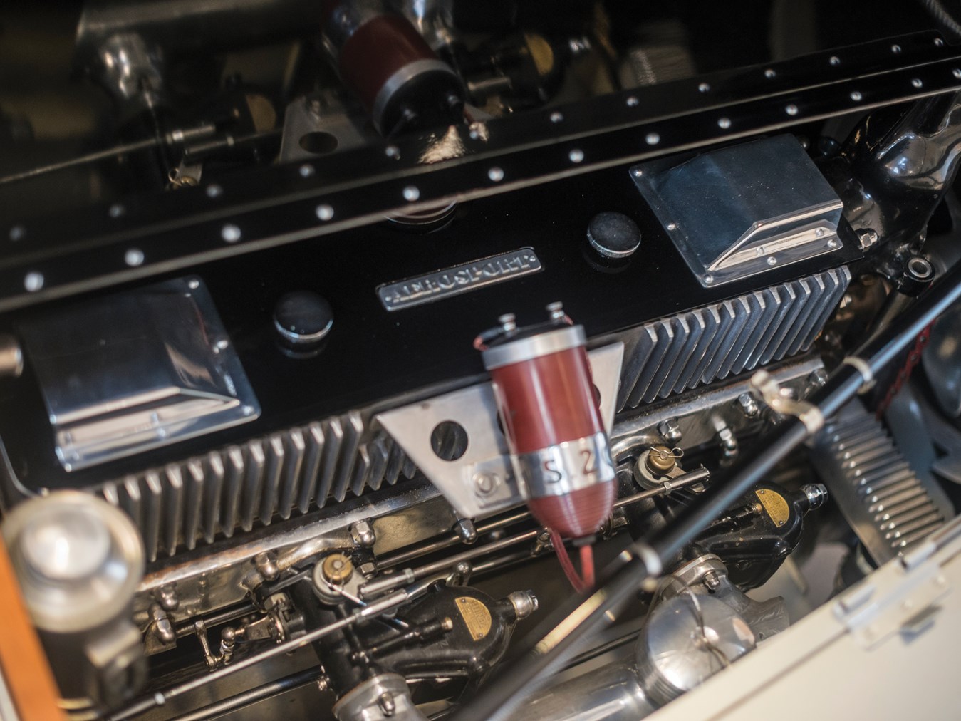 The 3.3 litre Voisin sleeve valve engine may look conventional but it isn't, and it is very quiet in operation.