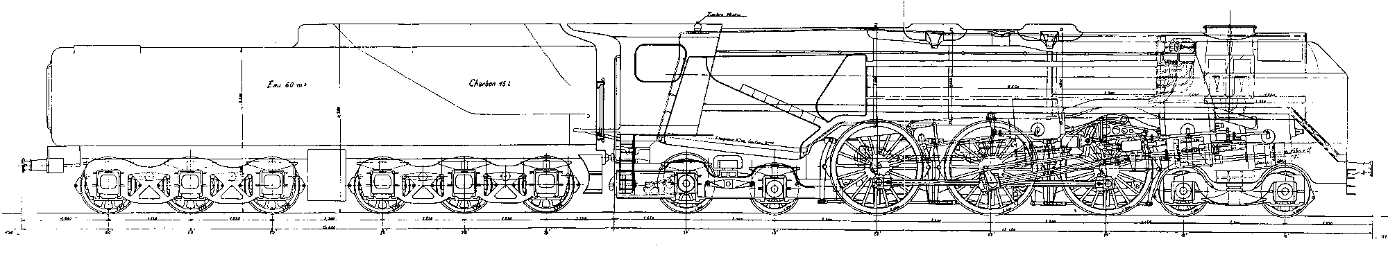 Chapelon design for a 125mph 6000hp 4-6-4 passenger locomotive.