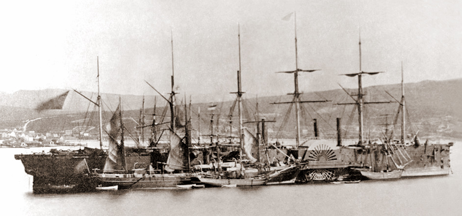 Brunel's steam ship the Great Eastern in 1866. (Picture courtesy Wikipedia).