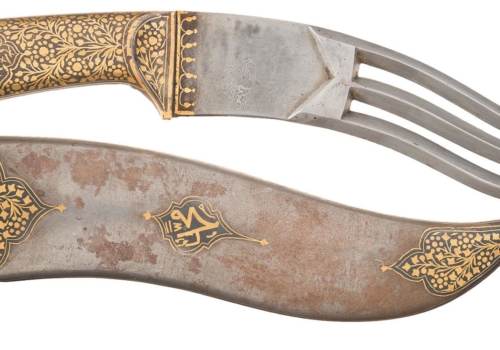 Gold Koftgari Triple-Point Indo-Persian Knife