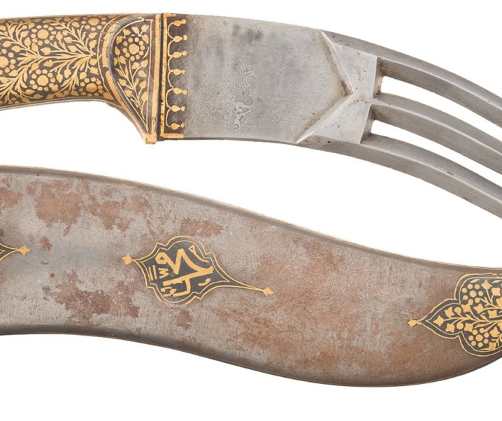 Gold Koftgari Triple-Point Indo-Persian Knife