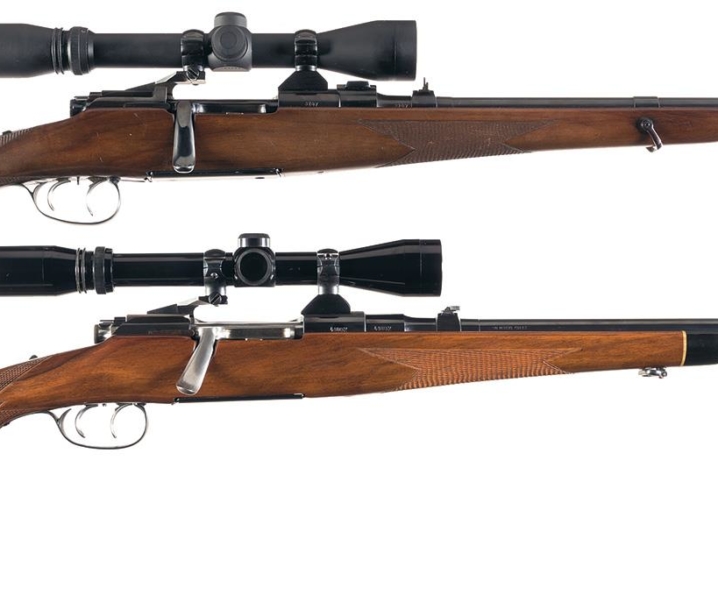 Two Steyr Bolt Action Rifles with Riflescopes