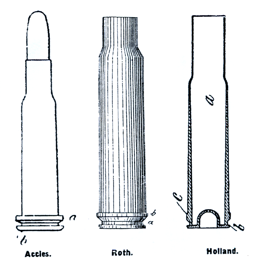 Belted cartridge case designs patents
