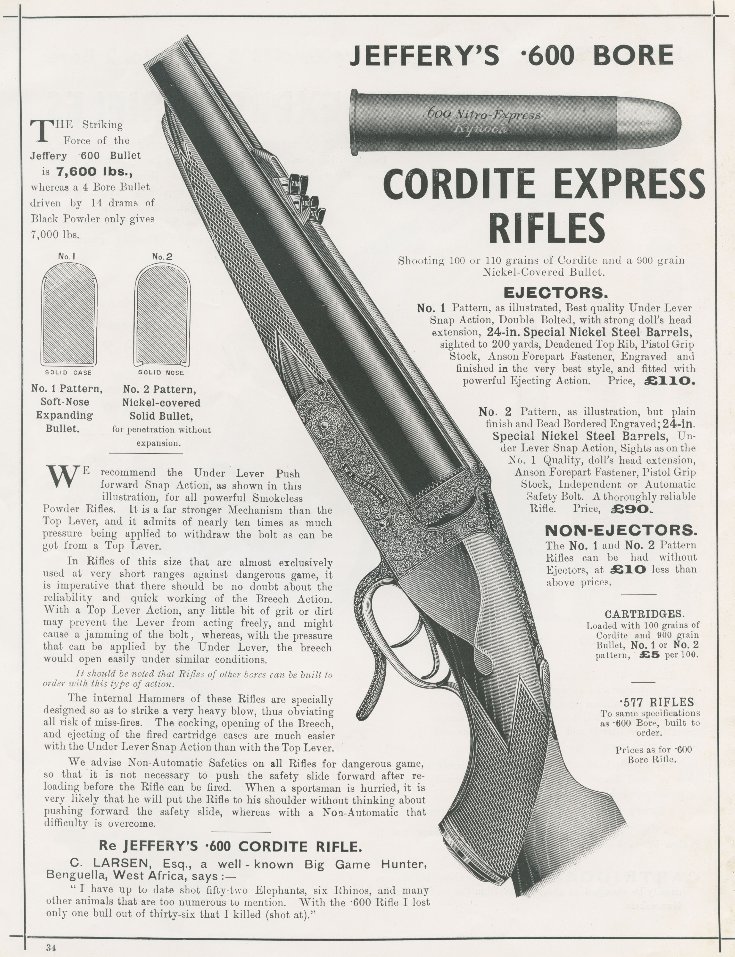 Jeffrey advertisement cordite express rifles