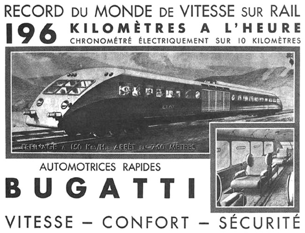 Bugatti Pursang high speed railcar france