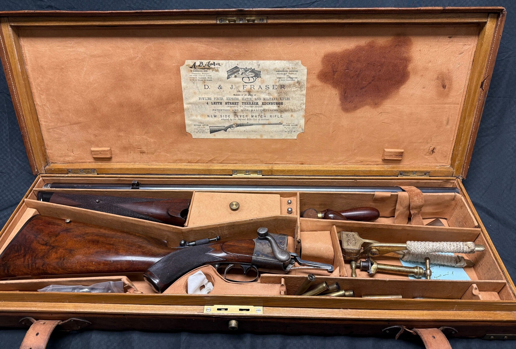 D and J Fraser Falling Block antique target rifle