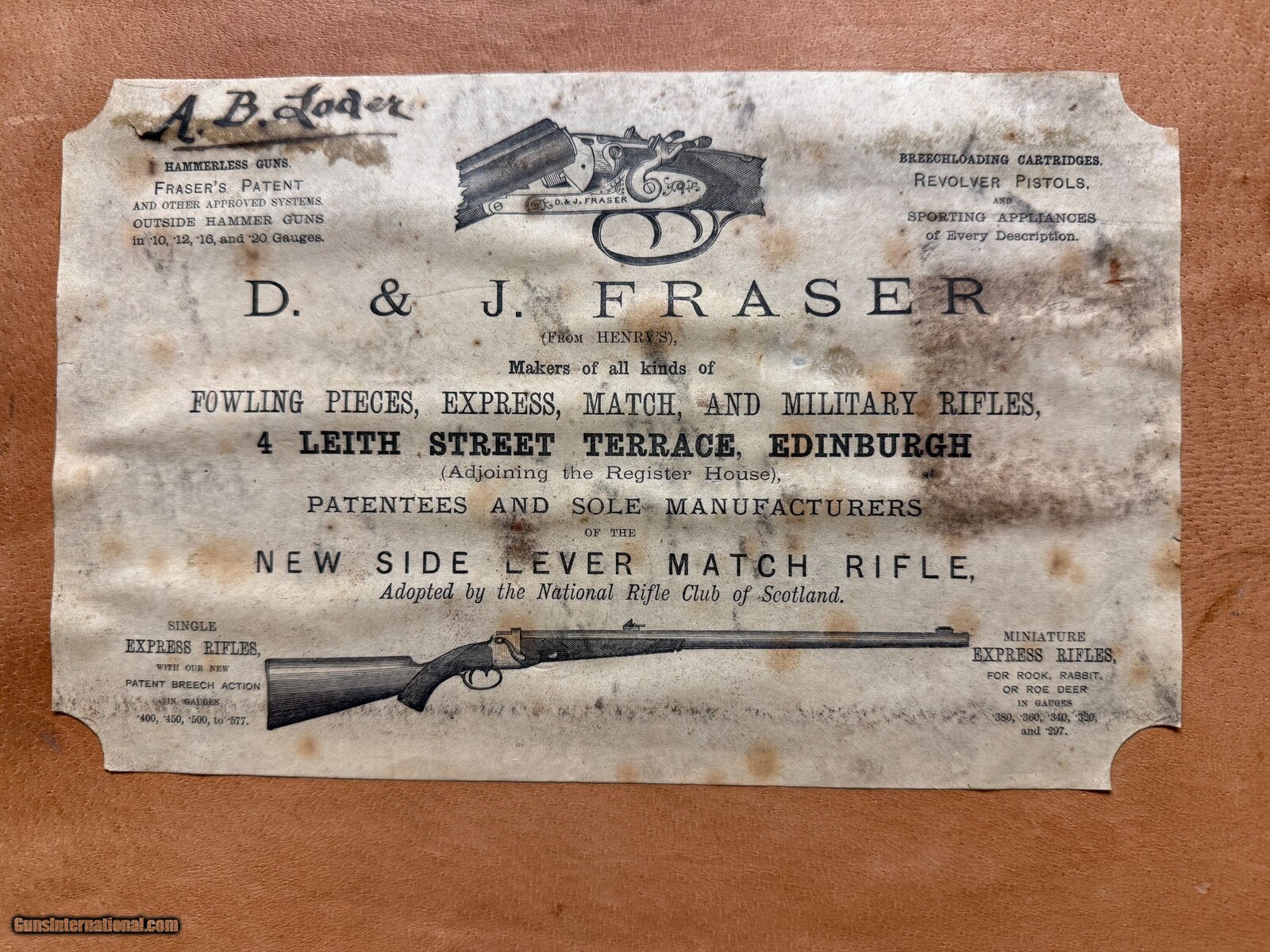 D and J Fraser Falling Block antique target rifle