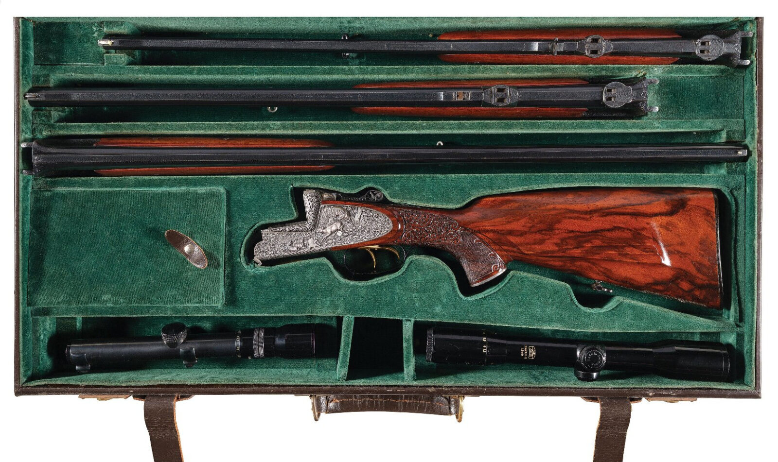 Josef Just Sidelock Over Under Double Rifle and Shotgun Set