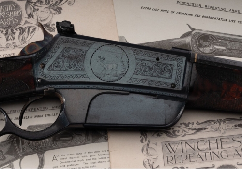 Engraved and Gold Inlaid Winchester Flatside Model 1895 Rifle