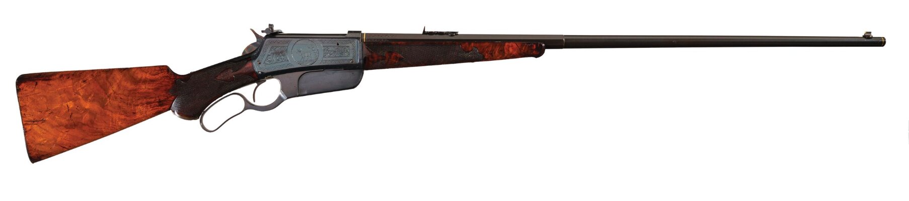 Engraved Gold Inlaid Winchester Flatside M1895 Rifle
