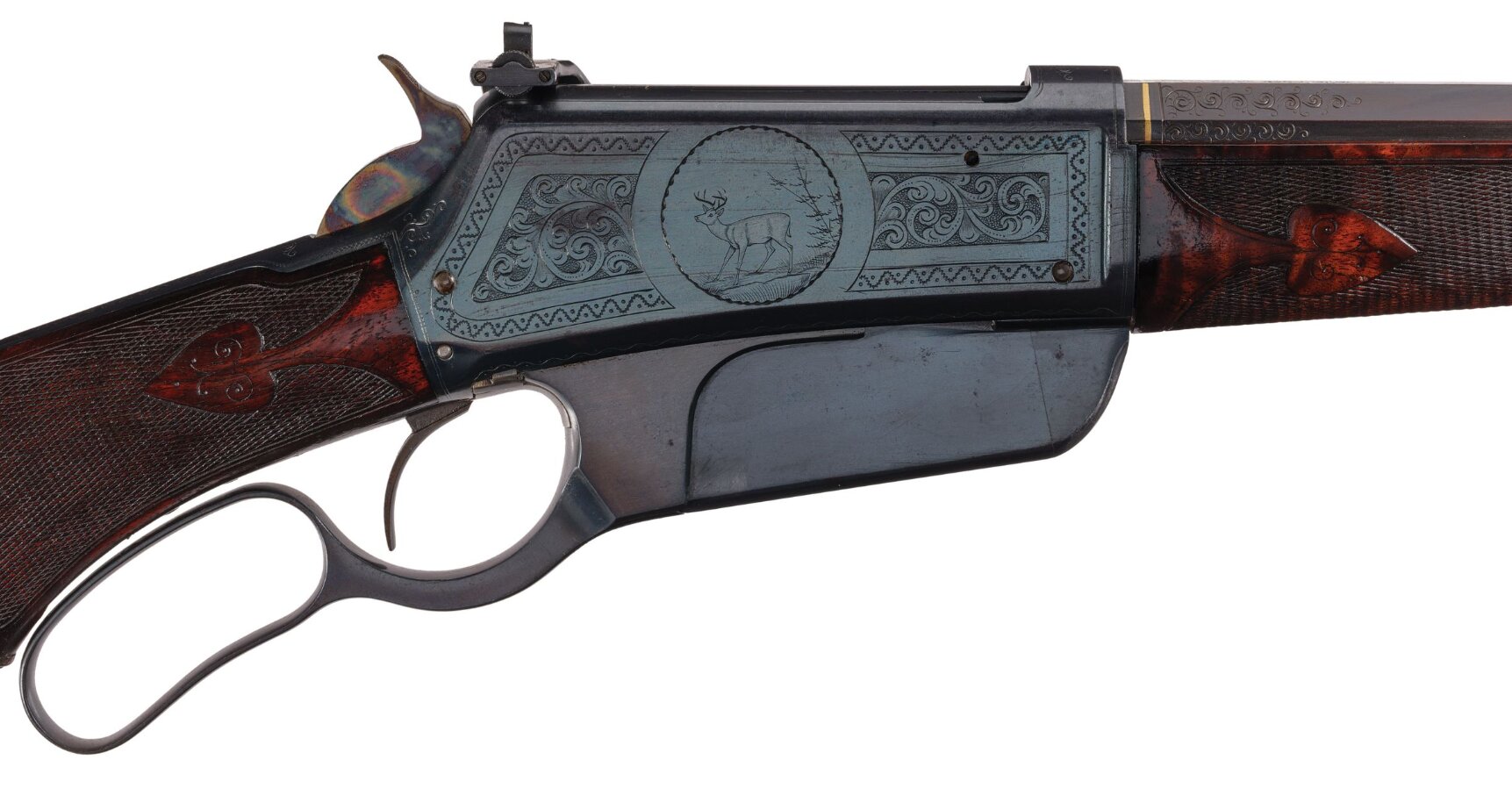 Engraved Gold Inlaid Winchester Flatside M1895 Rifle